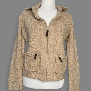 Women's Tan Zip-up Sweater